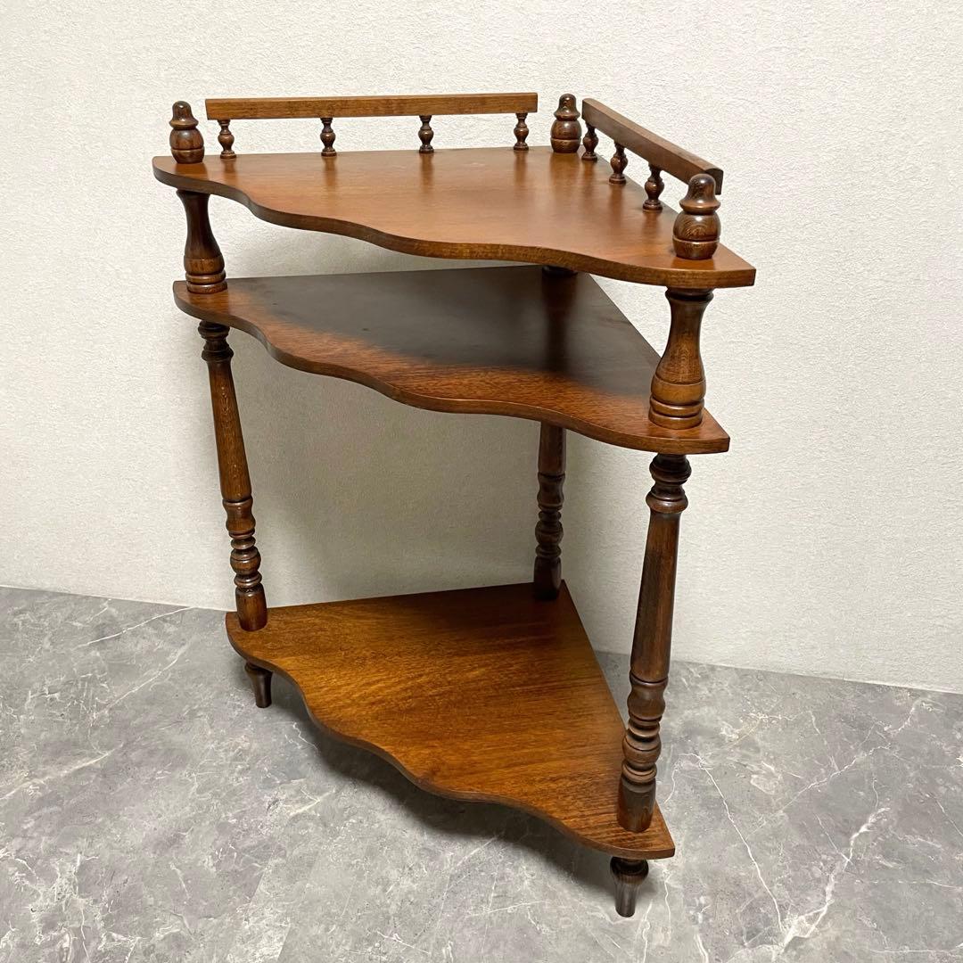 アンティーク　コーナーシェルフ 花台 飾り棚 隙間収納 コーナー収納