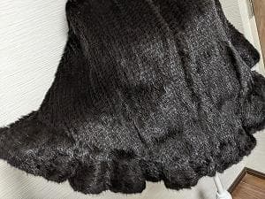 070　ミンク　毛皮　フード付き　ポンチョコート　マント　ジップ　リアルファー