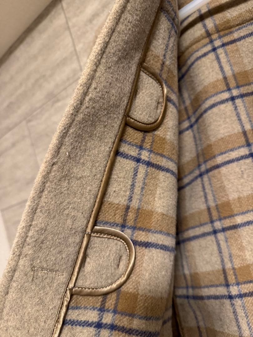 【希少なカシミア混】グローバルオール ダッフルコート 英国製 明るめのベージュ