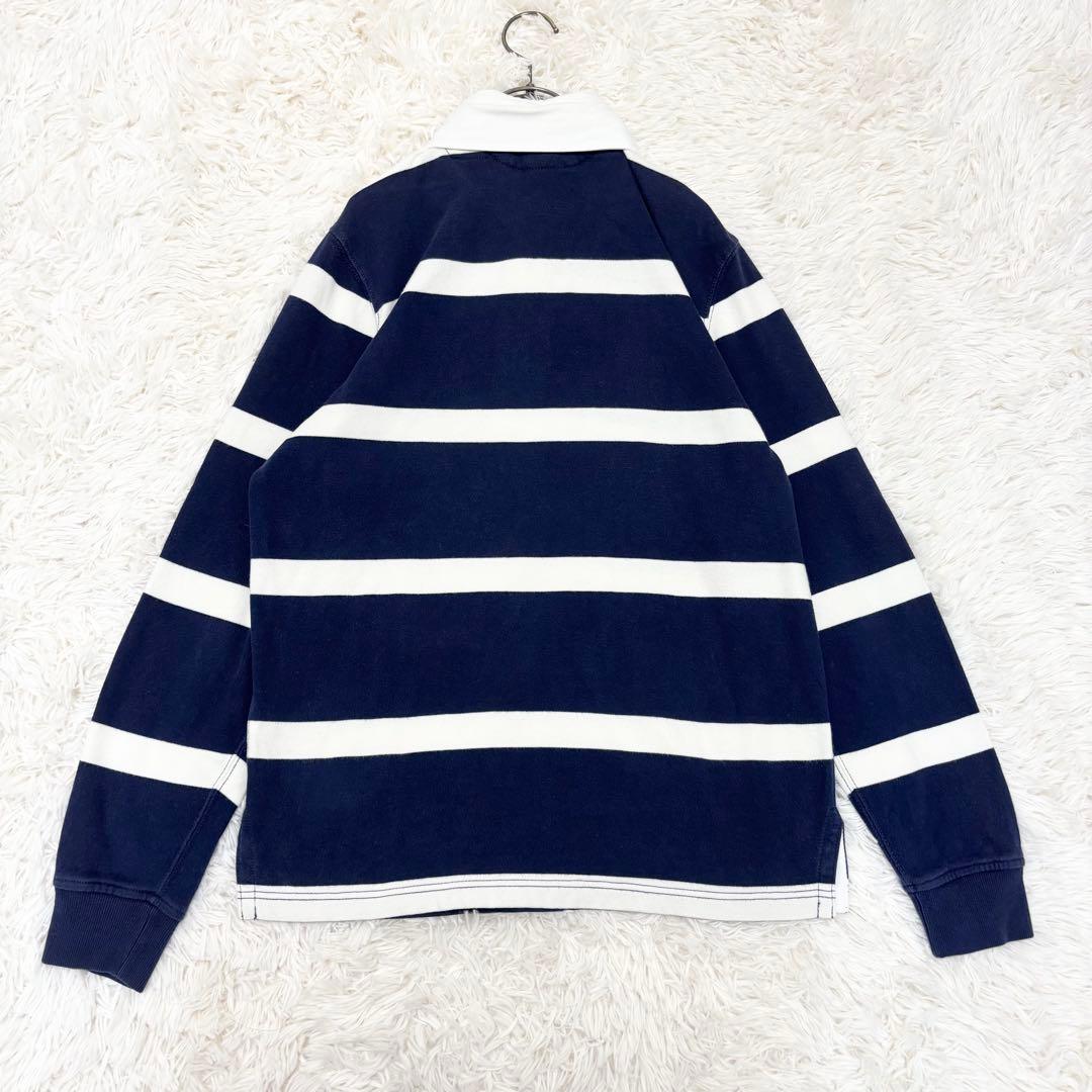 ポロバイラルフローレン ラガーシャツ ボーダー 常田着用モデル ネイビー 白 M