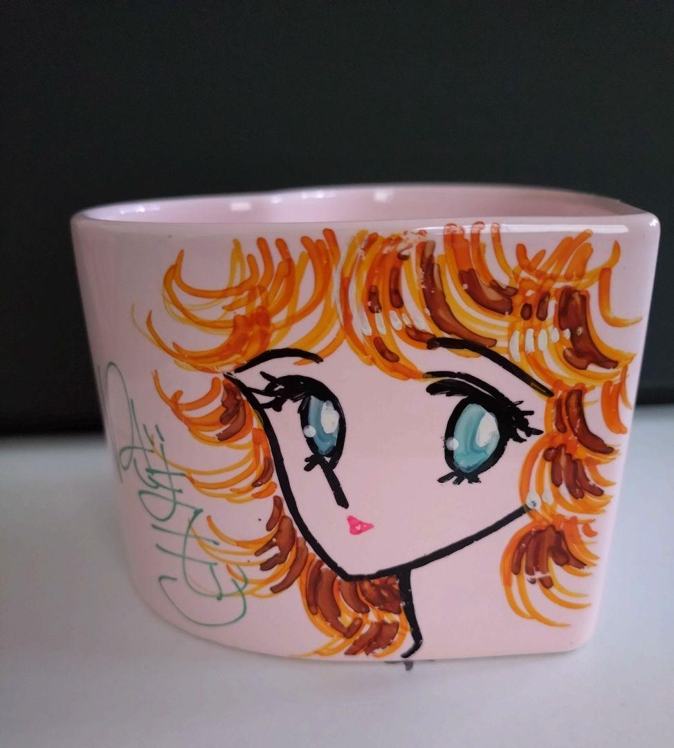 【80年代少女漫画雑誌当選品】貴重！はざまもり先生直筆イラスト＆サイン入りカップ