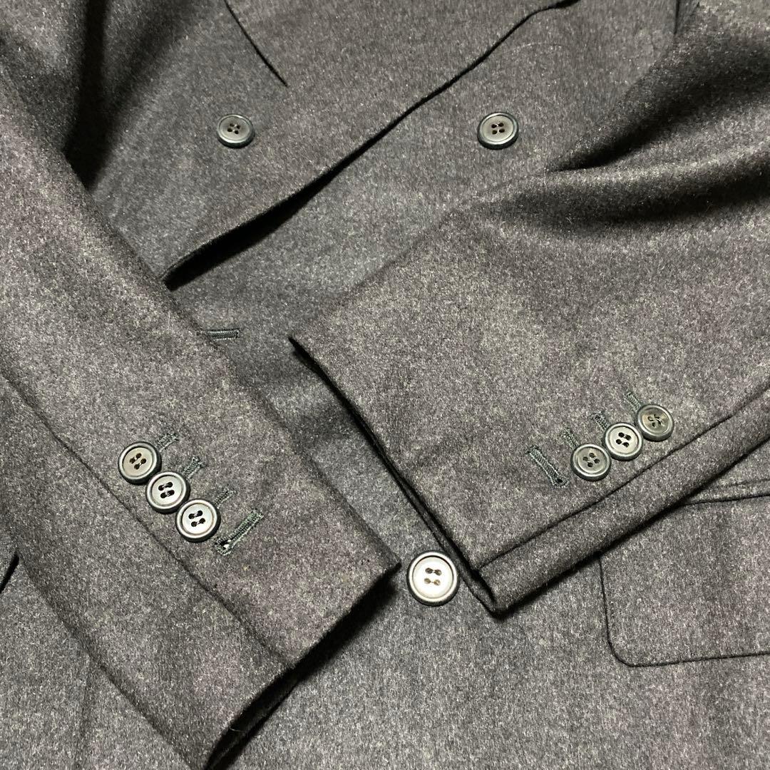 ミラショーン　超肉厚　フラノカシミヤ100% チャコールグレー　ダブルスーツ