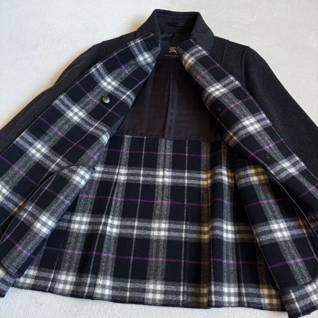 【極美品】バーバリーロンドン ピーコート カシミア混 グレーブラック 11号