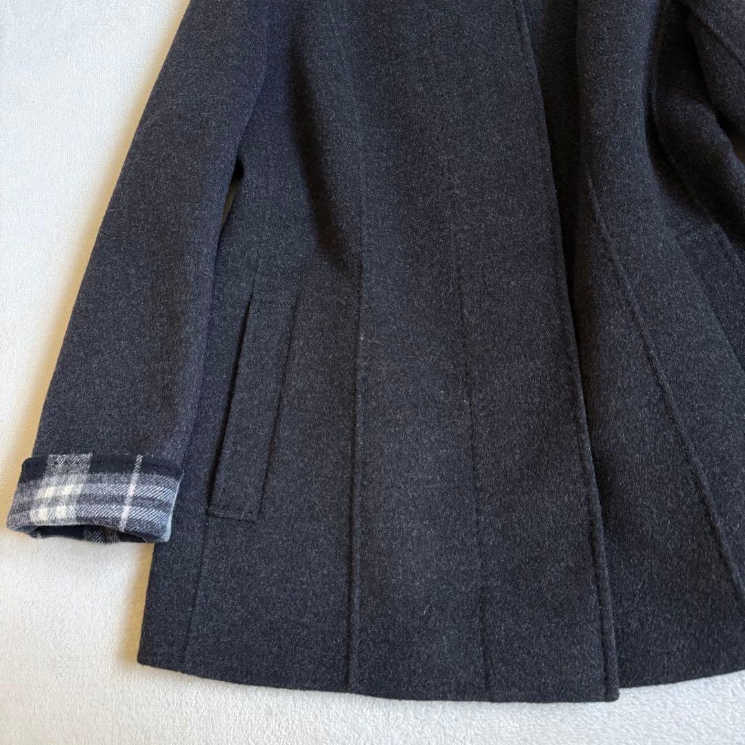 【極美品】バーバリーロンドン ピーコート カシミア混 グレーブラック 11号