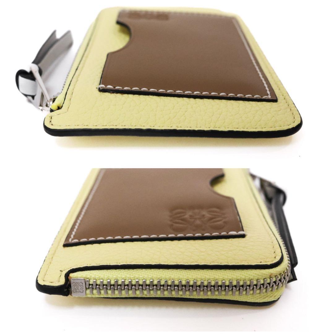【極美品】ロエベ カードホルダー ソフトグレインカーフ イエロー ブラウン