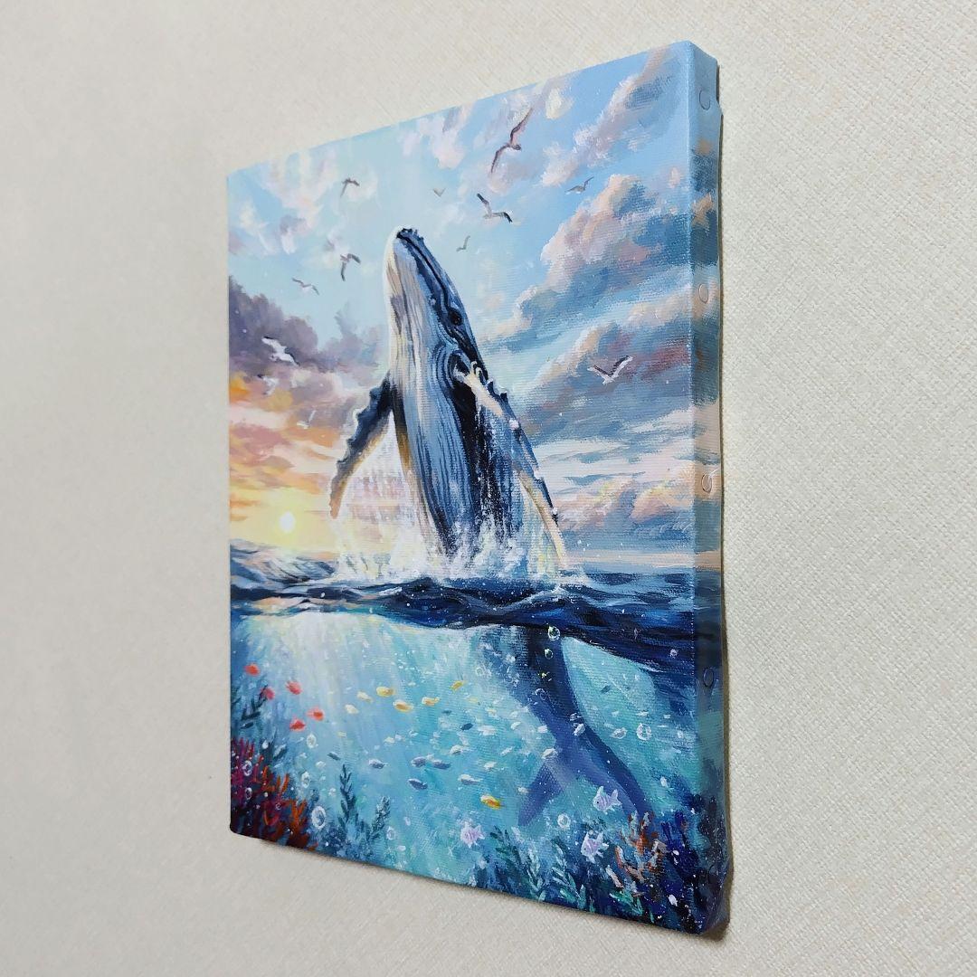 琥*ん様 【クジラの世界】アクリル画 F3 風景画 絵画