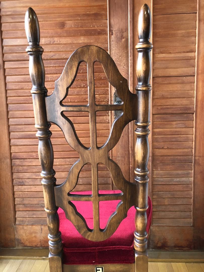 アンティーク椅子 木製 ベロア 洋風 ヴィンテージチェア　コスガ　赤ベルベット