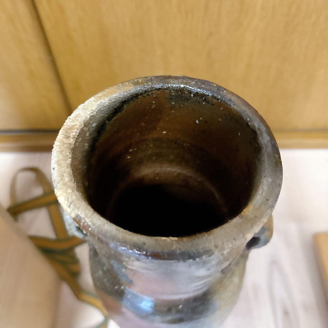 備前焼　山本宗秀　陶器製花瓶 出彩　岡山県重要無形文化財保持者