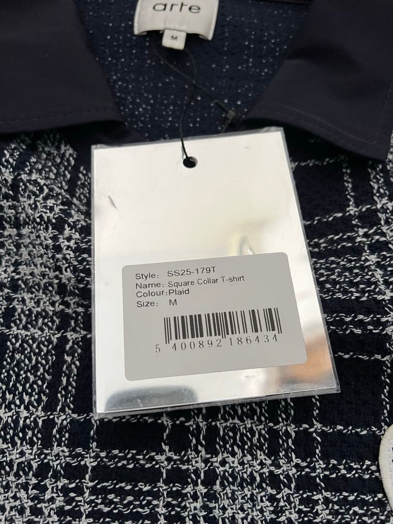 【arte 】アルテ チェック　ゲームシャツ　ポロシャツ ネイビー