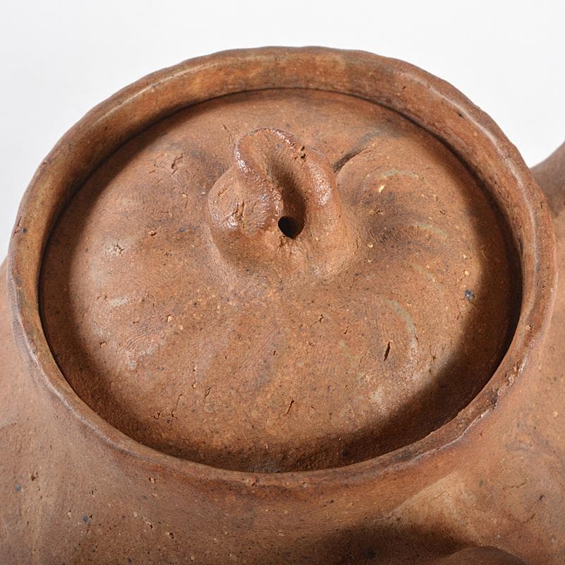 煎茶道具　萬古焼　古稀一光作　手捻　横手急須　茶壷　D　R5471