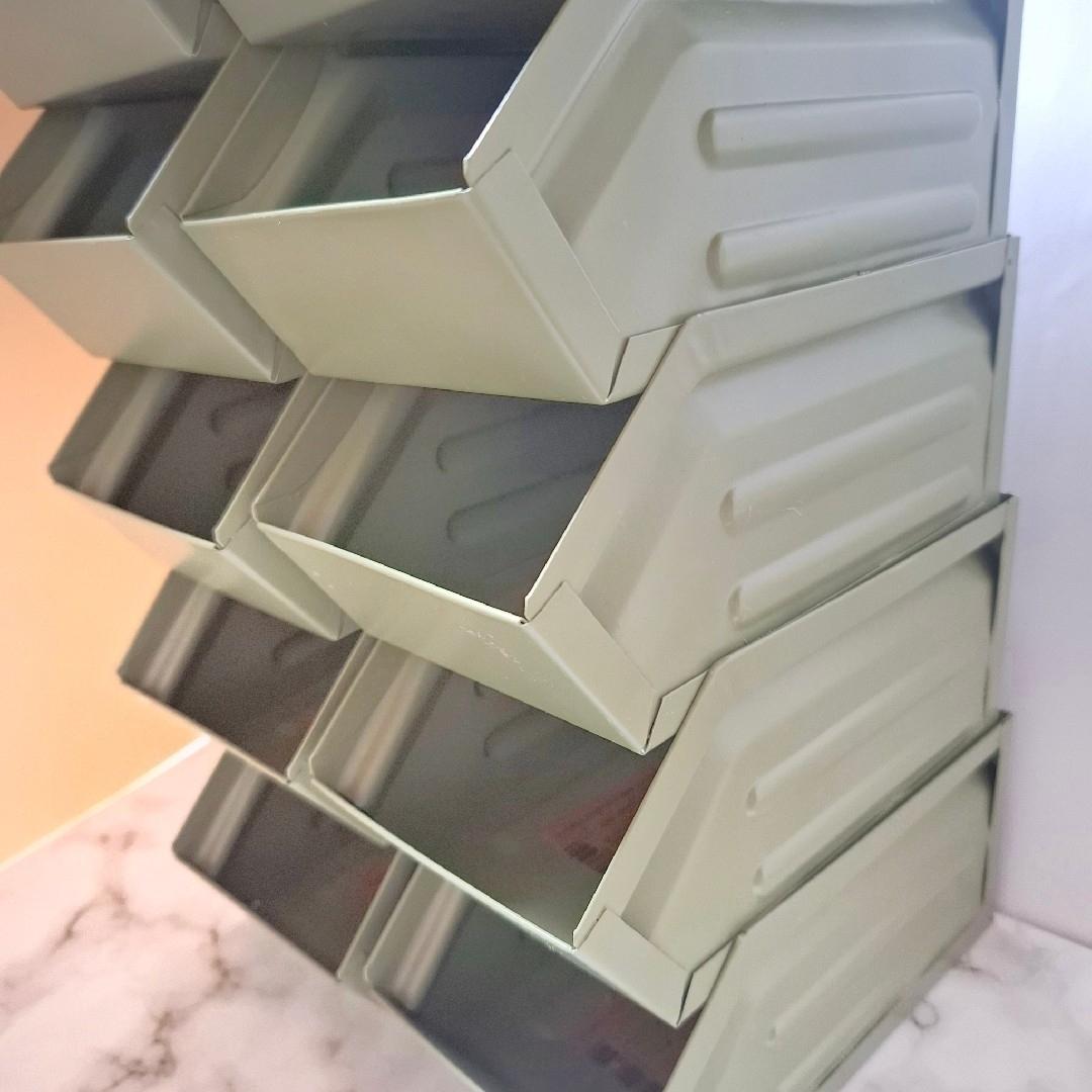 【 カーキ 10個セット 】 ブリキ調 スタッキング 収納 コンテナ ボックス