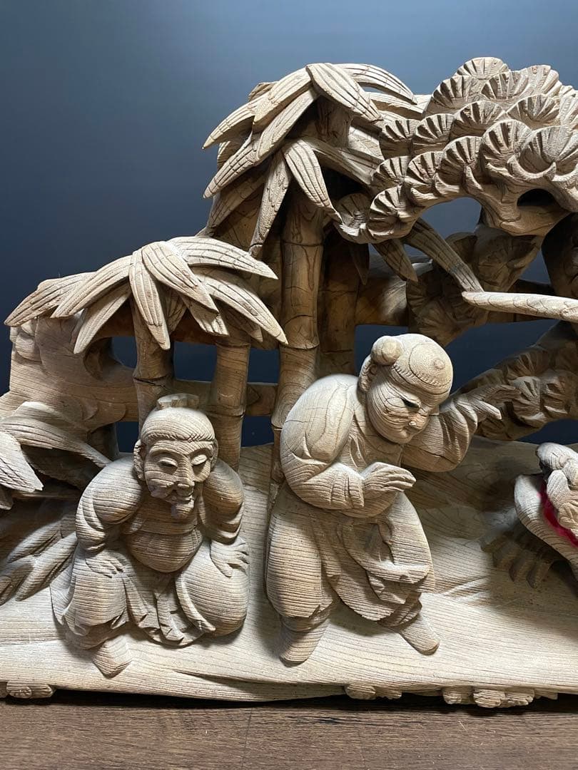 大型　蟇股　 彫刻 木彫　 彫刻工芸品　骨董品　幅131cm