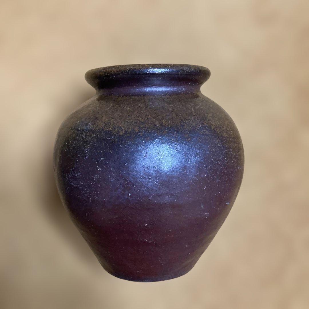 江戸時代　常滑焼壺　花器￼高27.5×径27.5×口17.5×底￼14.5cm