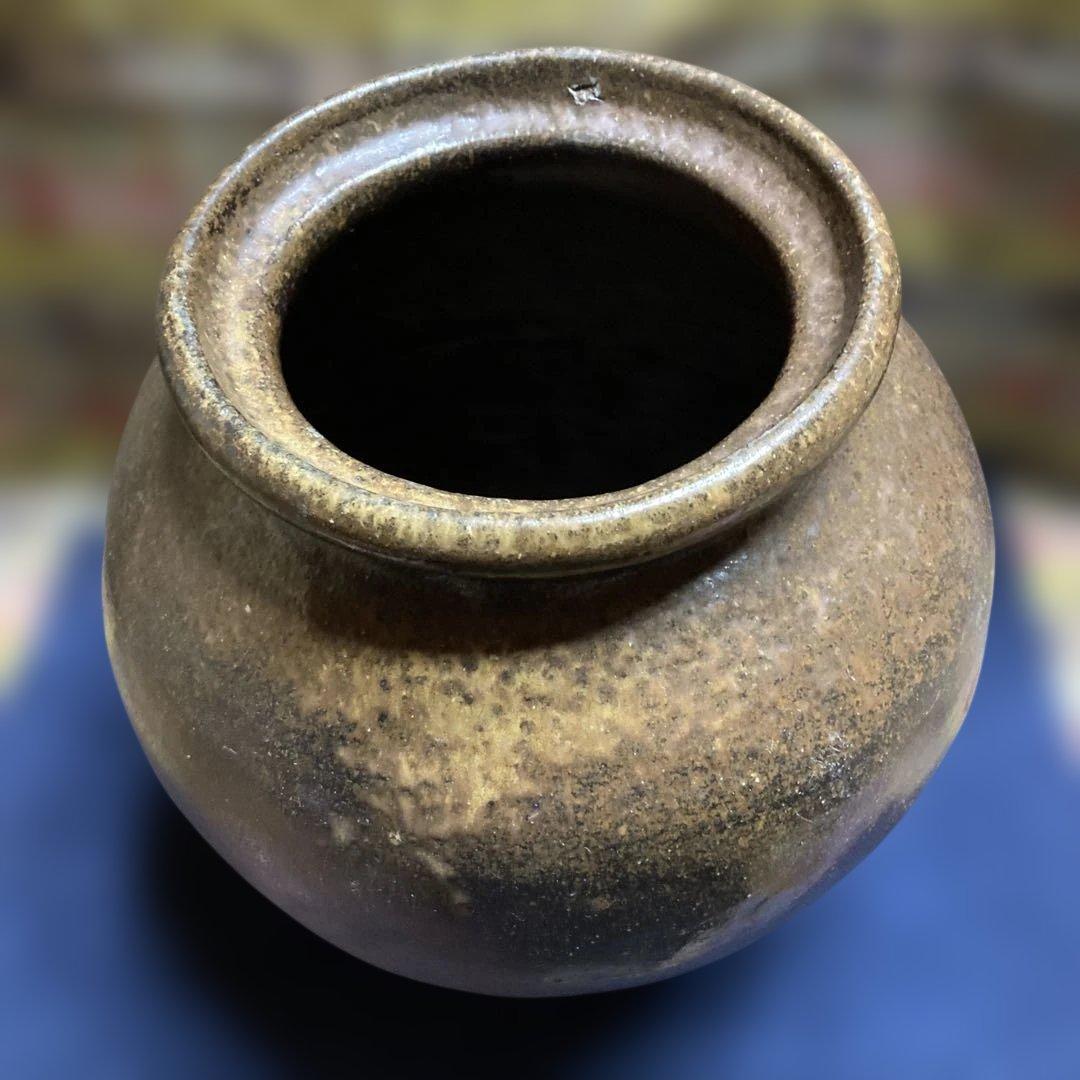 江戸時代　常滑焼壺　花器￼高27.5×径27.5×口17.5×底￼14.5cm