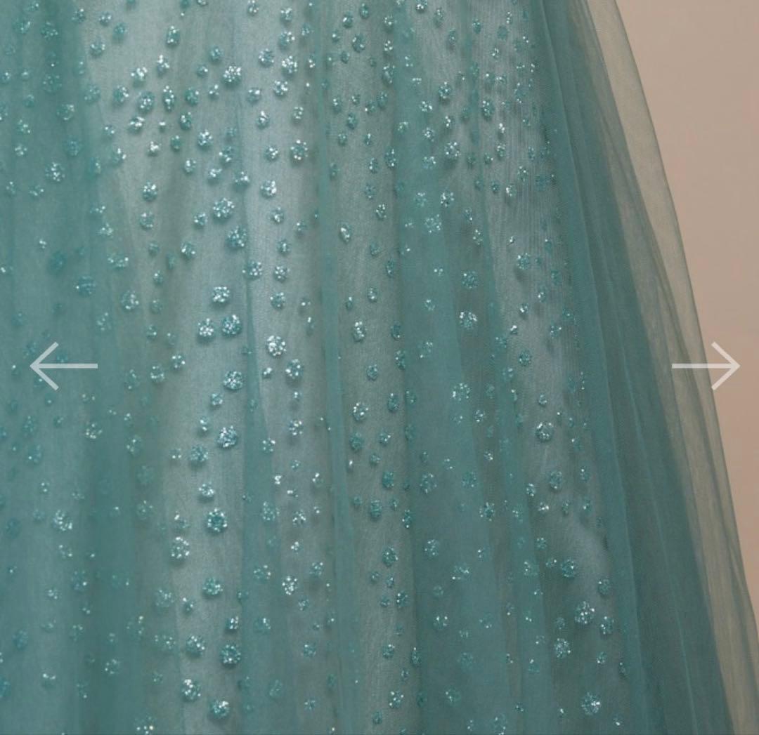 アナベル　アイスグリーンドットラメボリュームチュールドレス