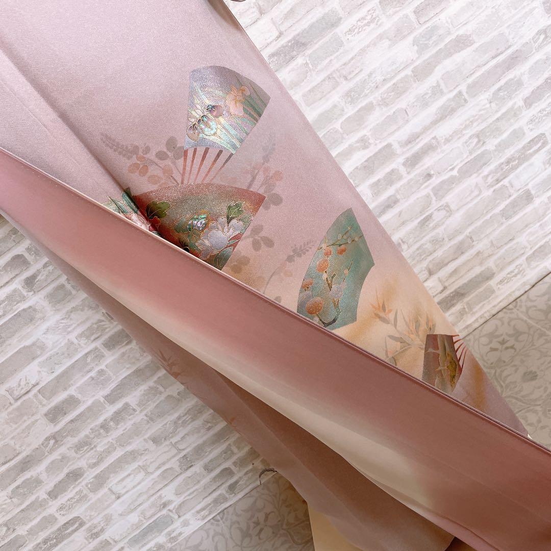 訪問着　フルセット　扇子　螺鈿加工　花々　金彩加工　入学式　卒業式　着物　Q5