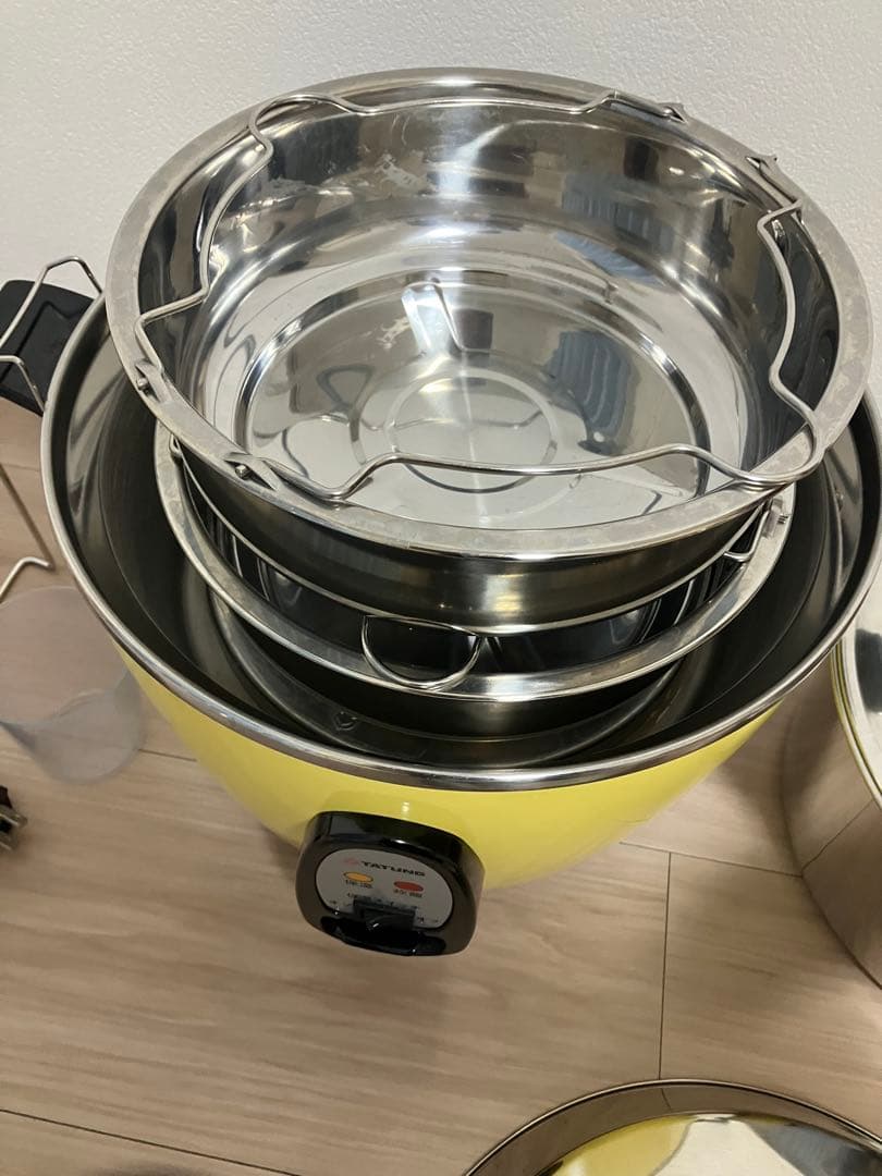 大同電鍋　炊飯器 10合　ステンレス　きはだ色 Lサイズ専用蒸し皿セット