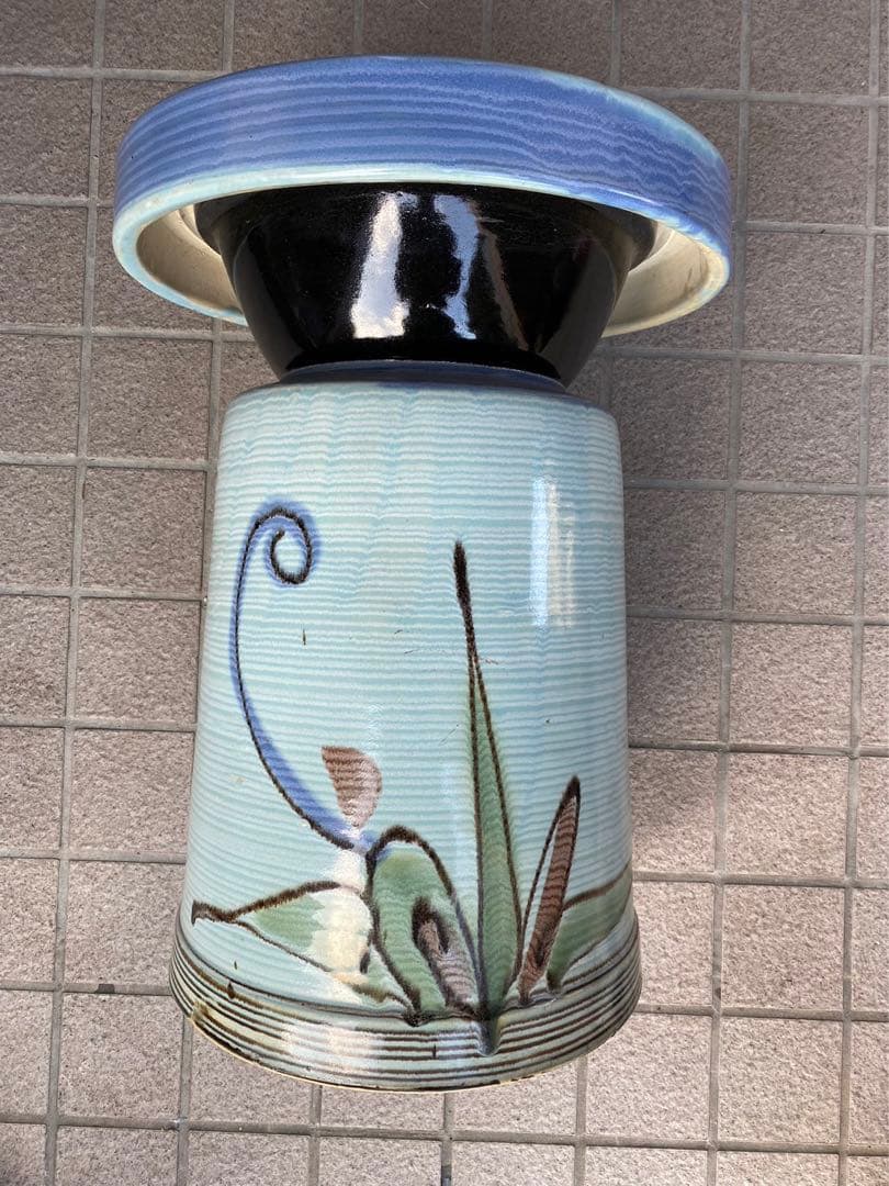 レトロ&アンティーク! 古陶丸椅子.花台!当時物