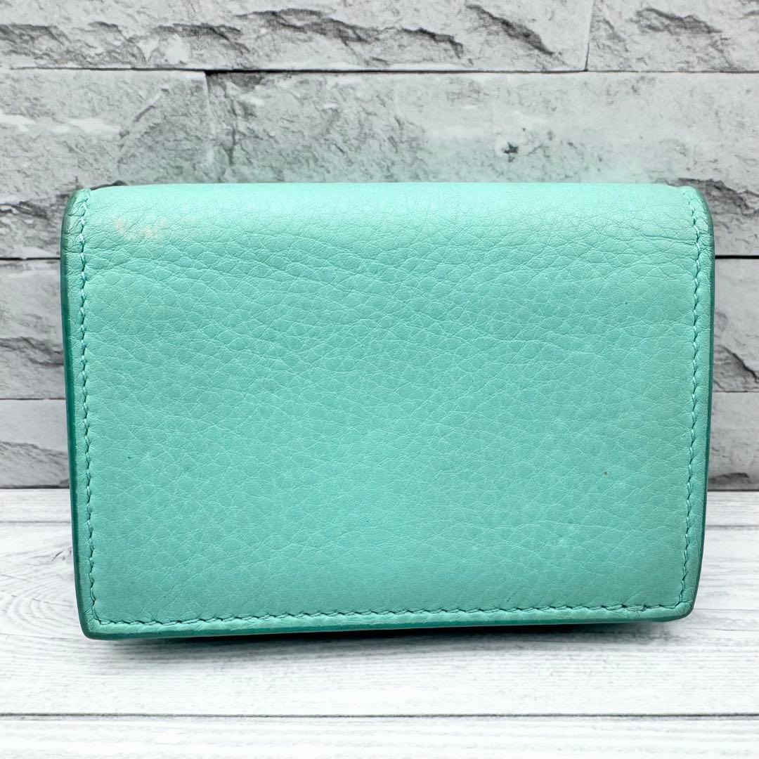 【美品】TIFFANY 名刺入れ カードケース ブルー　レザー　レディース