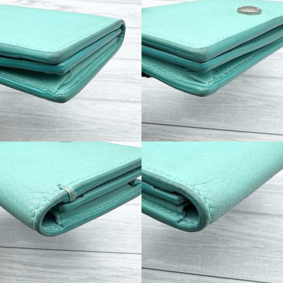 【美品】TIFFANY 名刺入れ カードケース ブルー　レザー　レディース