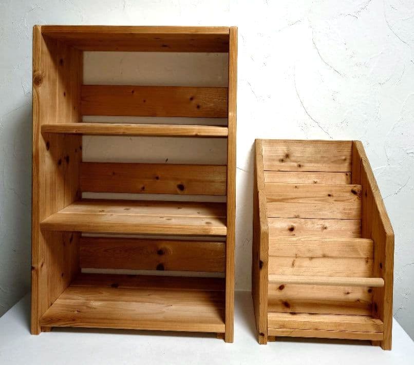 は*こ様 天然木 オープンシェルフ 3段ボックス ウッドラック小物入れ マガジン