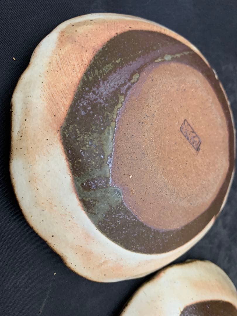 中郷窯　鈴木茂至　信楽焼　紅粉引　丸銘々皿　5枚　寒六窯平野敏三　共箱栞