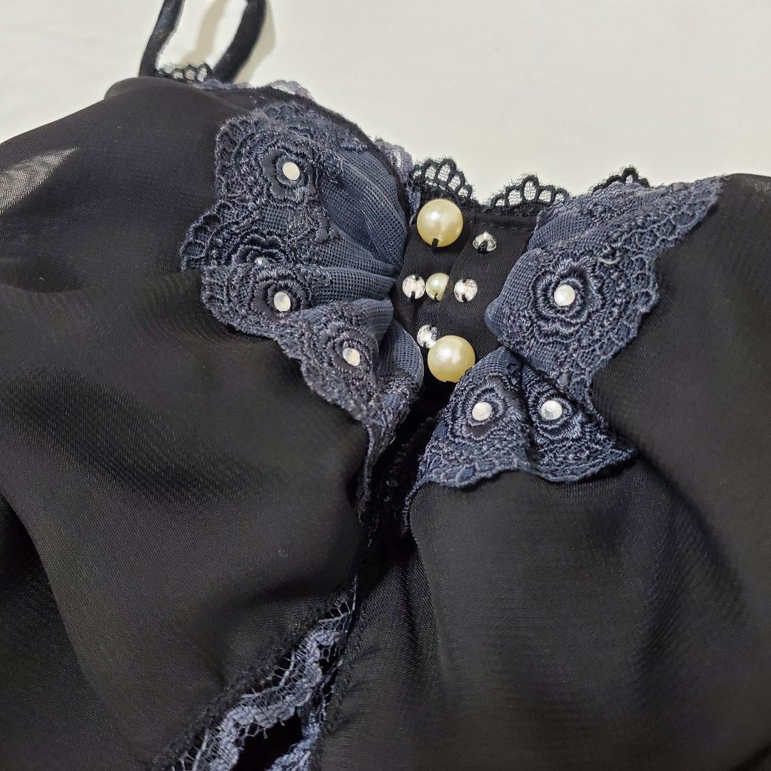 axes femme ビックリボン フリル付き 黒 シフォンキャミソール 平成