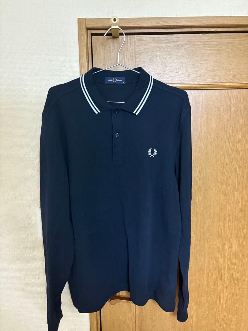 フレッドペリー ネイビー 長袖ポロシャツ　fred perry m3636