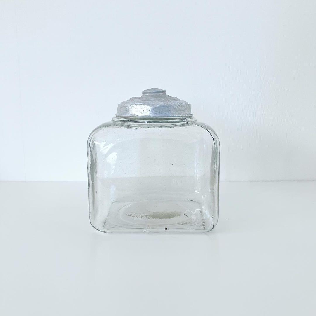 ガラスキャニスター　古道具　レトロインテリア　ビンテージ雑貨　ブロカント　古物