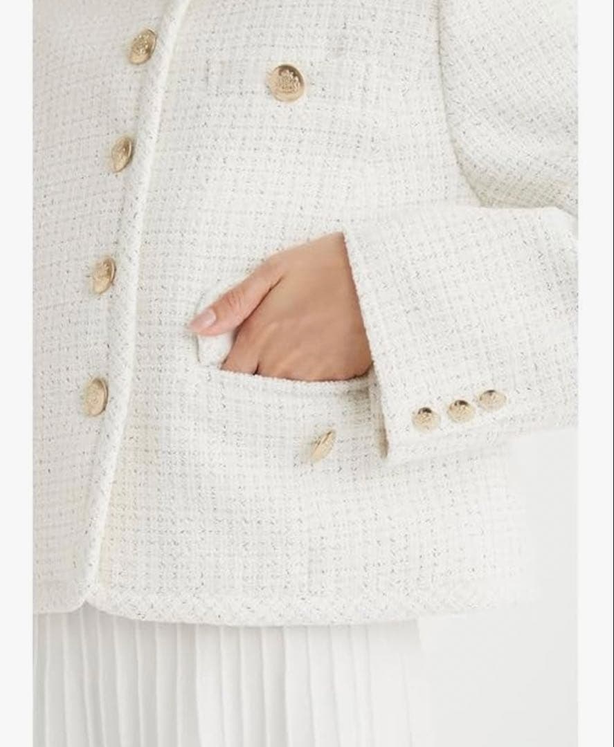 最終値下げ 試着のみ セルフォード パイピングショートジャケット ホワイト36