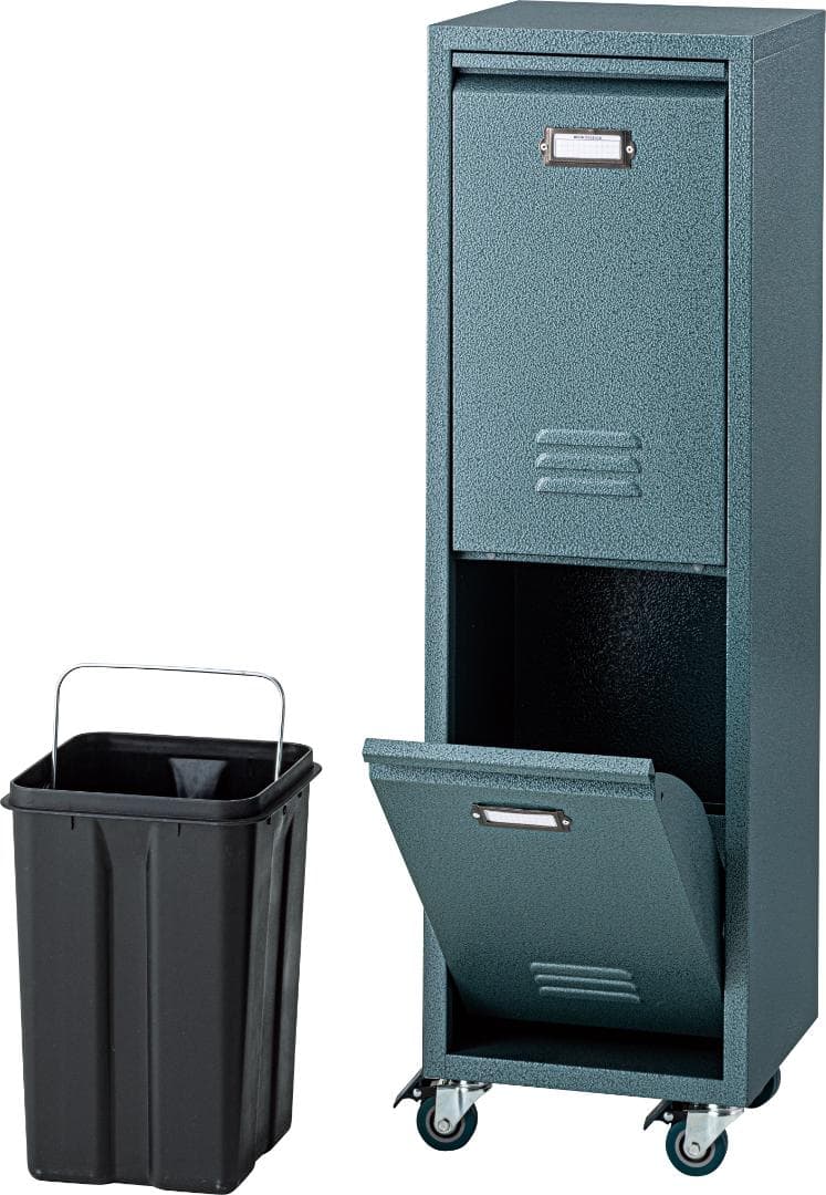 キャスターつきスチールダストボックス/ごみ箱 ２段 収納 インダストリアル