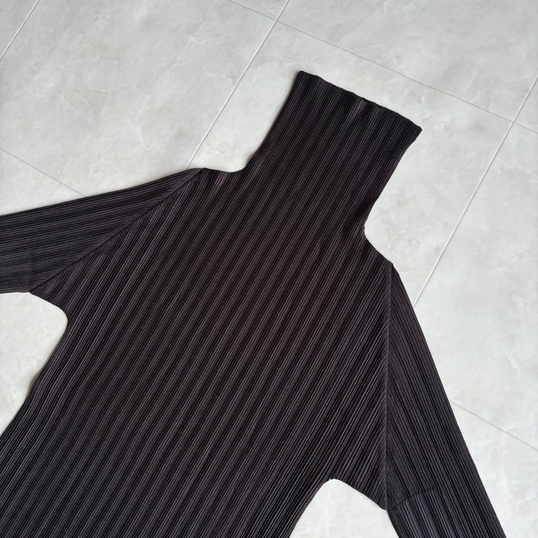 PLEATS PLEASE ハイネックプリーツトップス ダークブラウン 3