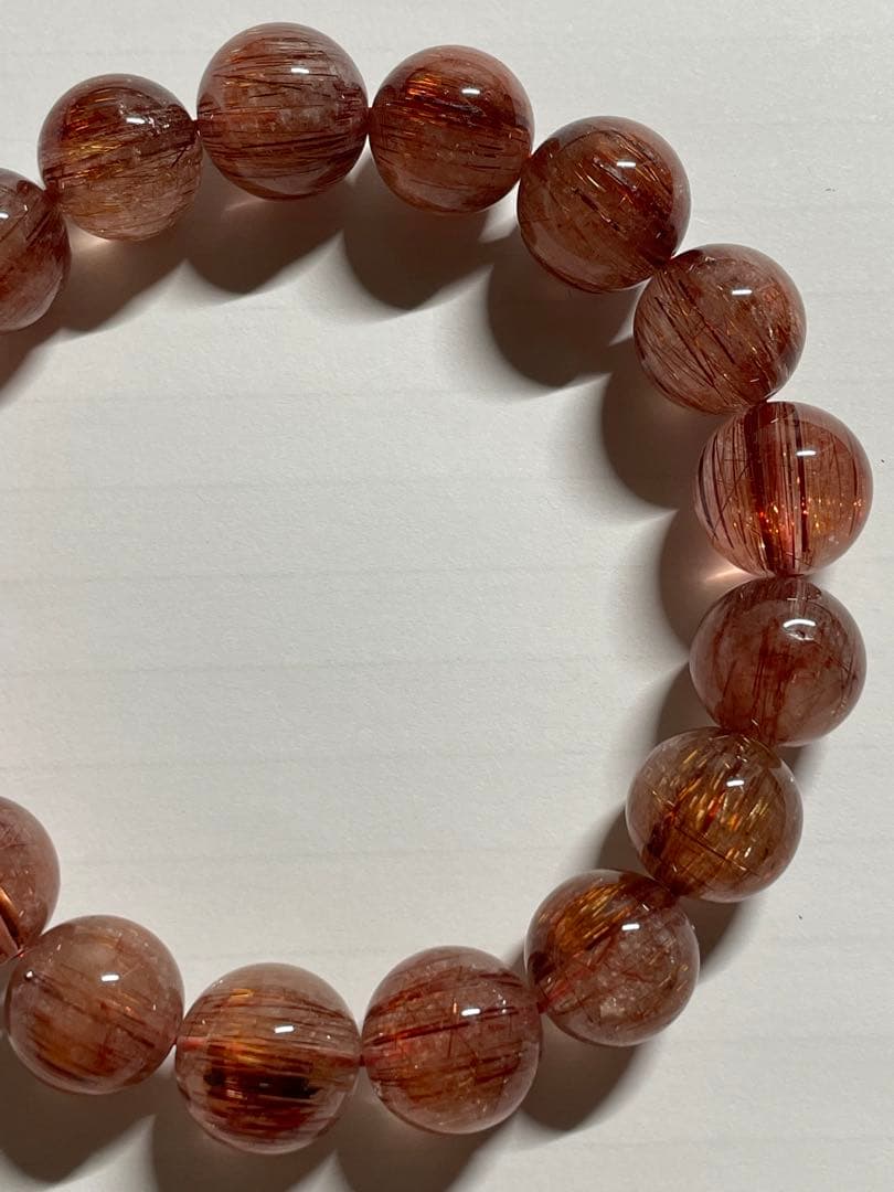 レッドルチルクォーツ　12mm 天然石　ブレスレット