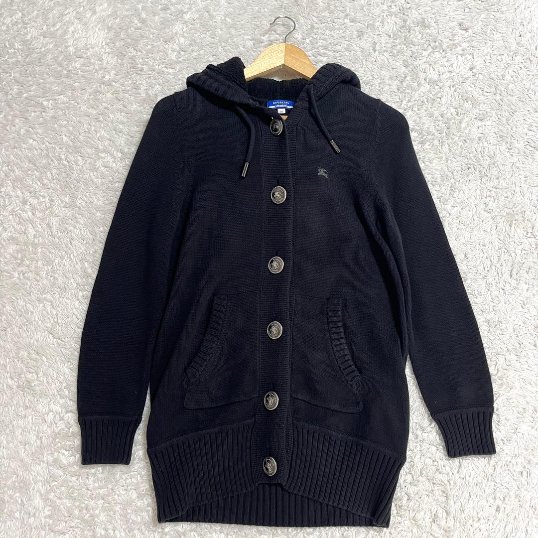 超希少✨バーバリー BURBERRY カーディガン メタルボタン 黒 38 ロゴ