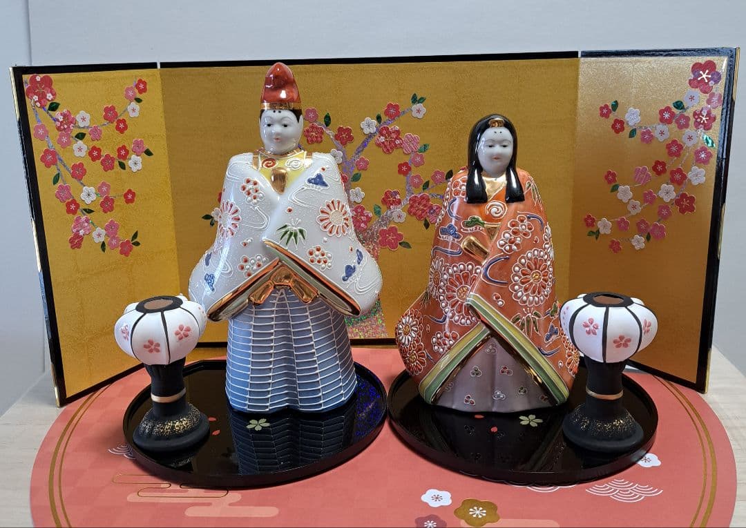 k-④ 九谷焼 ひな人形 親王立ち雛 白