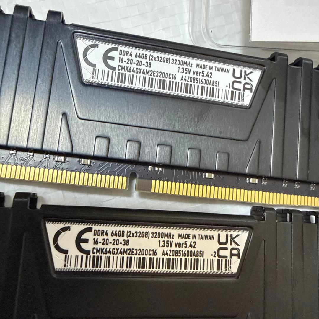 【動作確認済】CORSAIR 32×2 64GBメモリー　RAM コルセア