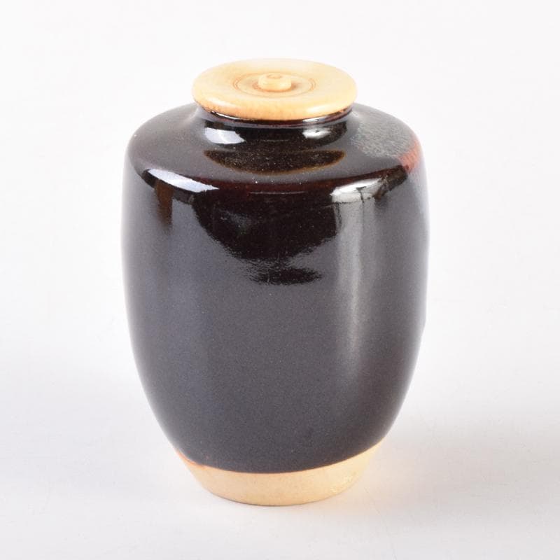 茶道具　高取焼　清水茂生造　文琳茶入　仕覆付　共箱　V　7006