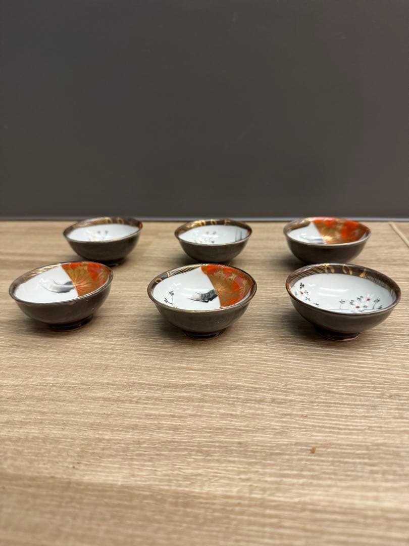 1533  九谷焼　猪口　7客　時代物