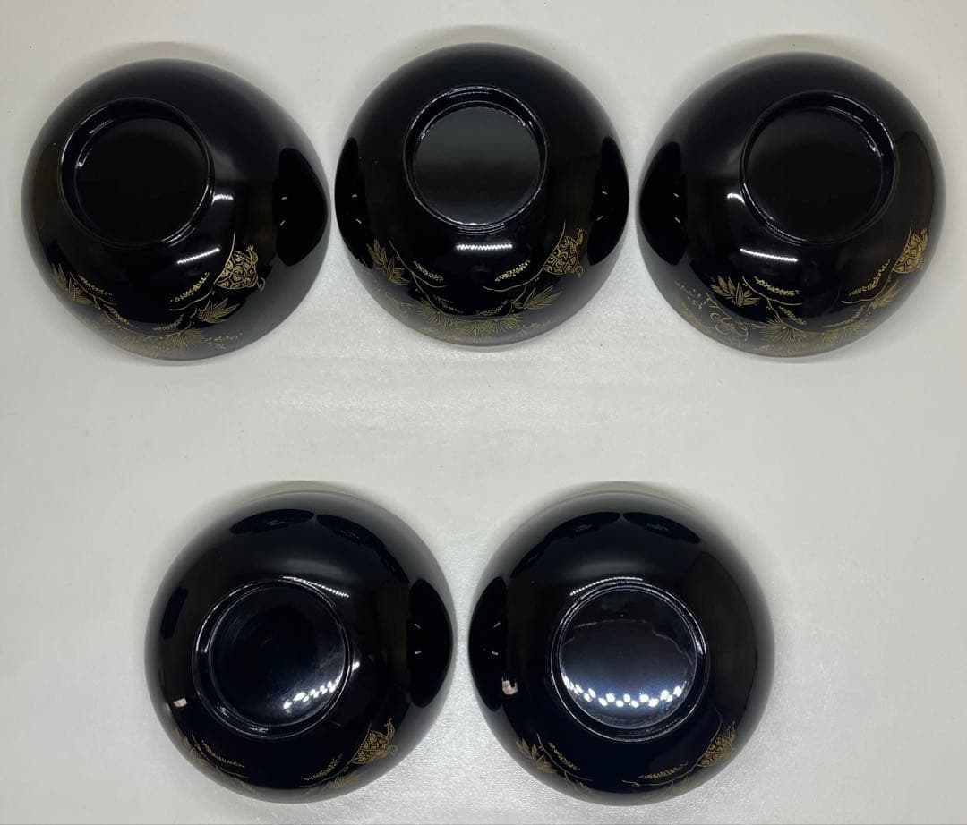 輪島塗　吸物椀　沈金　懐石道具　漆器　5客 　　　f5521