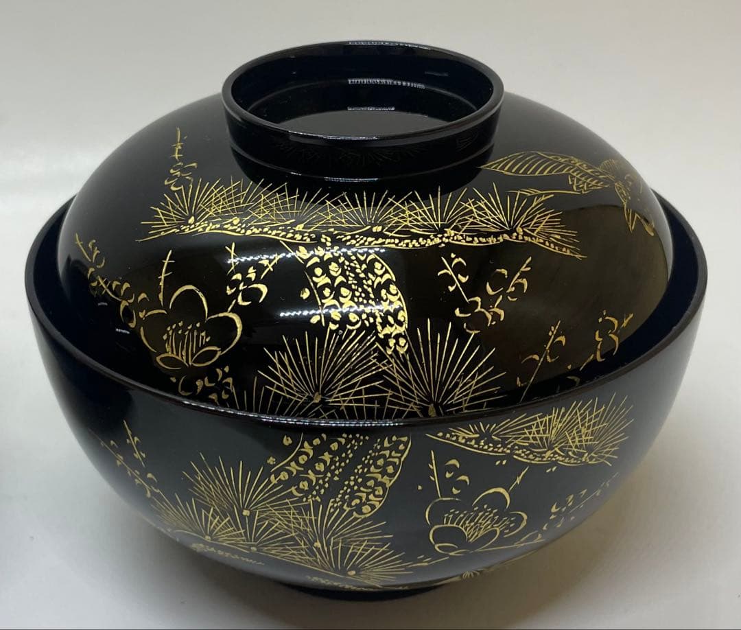 輪島塗　吸物椀　沈金　懐石道具　漆器　5客 　　　f5521