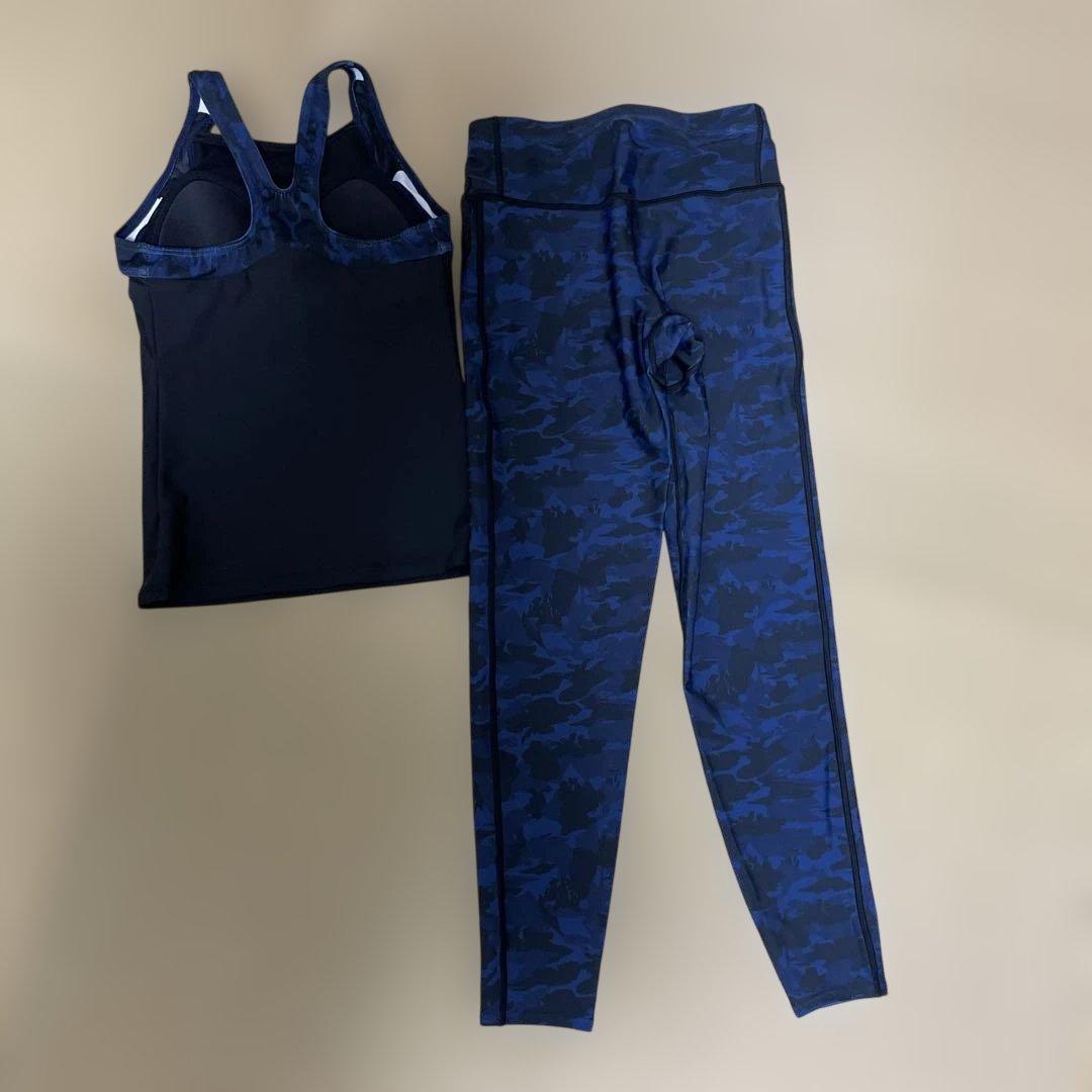 スピード　ネイビー迷彩柄セパレート水着　ロングスパッツ Sサイズ