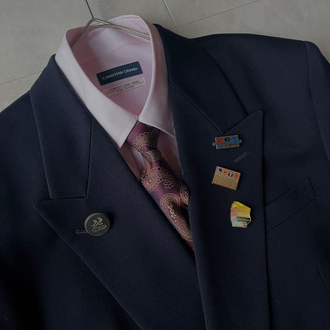 超希少✨極美品✨ペイトンプレイス　ダブルスーツ 豪華5点セット L 濃紺 ピンズ