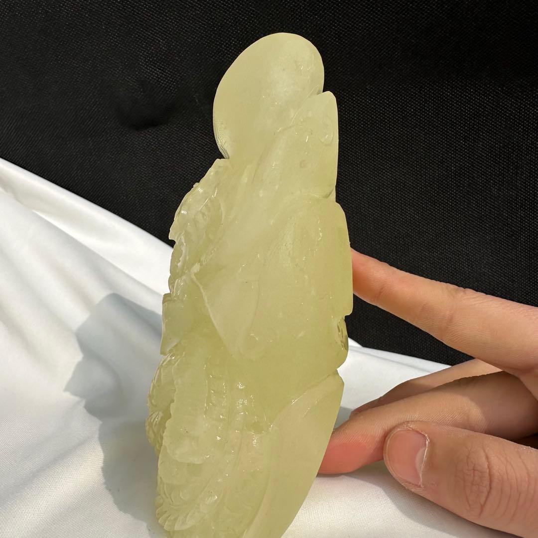 天然石シトリンの龍　置物　彫り物D.85