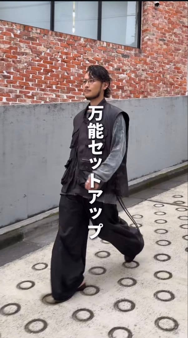 santaku セットアップ　2枚組　ベスト　パンツ　黒　多機能ベスト　キムタク