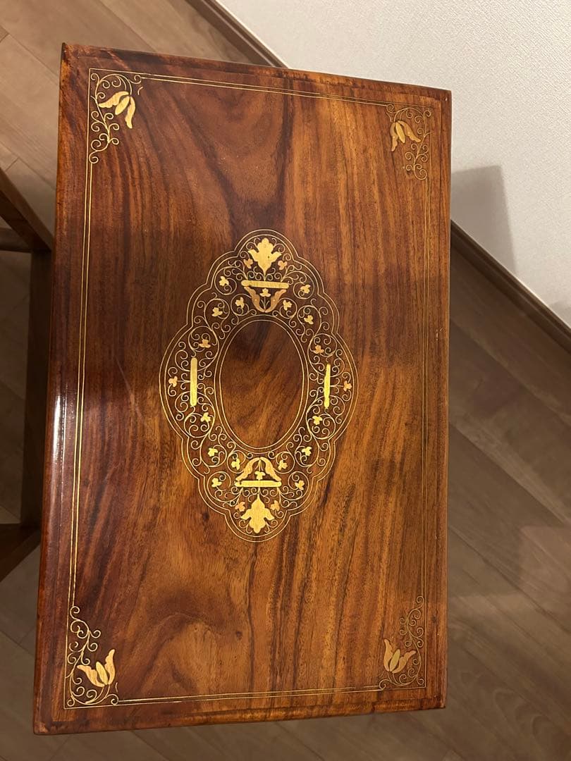 アンティーク　ネストテーブル 　象嵌　イギリス　インレイ　ヴィンテージ　入れ子