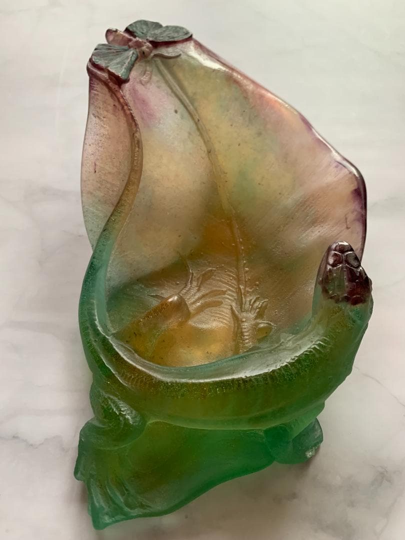 ✨SALE✨硝子製蜥蜴トレー(オブジェ)　アンティークドーム・ナンシー　フランス