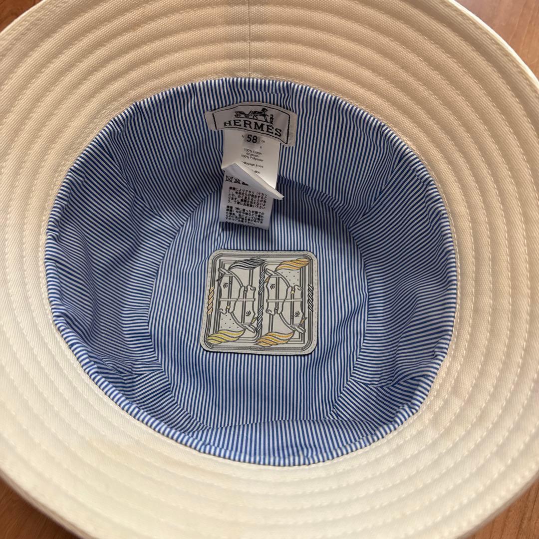 HERMES バケットハット 58cm ホワイト　エルメス