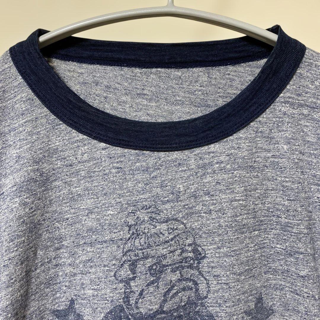 45R/45rpm日本製ブルドッグプリント 長袖 Tシャツ ロンT長袖カットソー