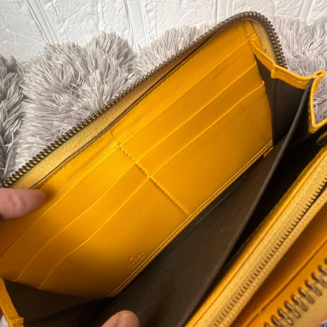 良品✨GUCCI マーモント　長財布　キルティング　ラウンドファスナー　イエロー