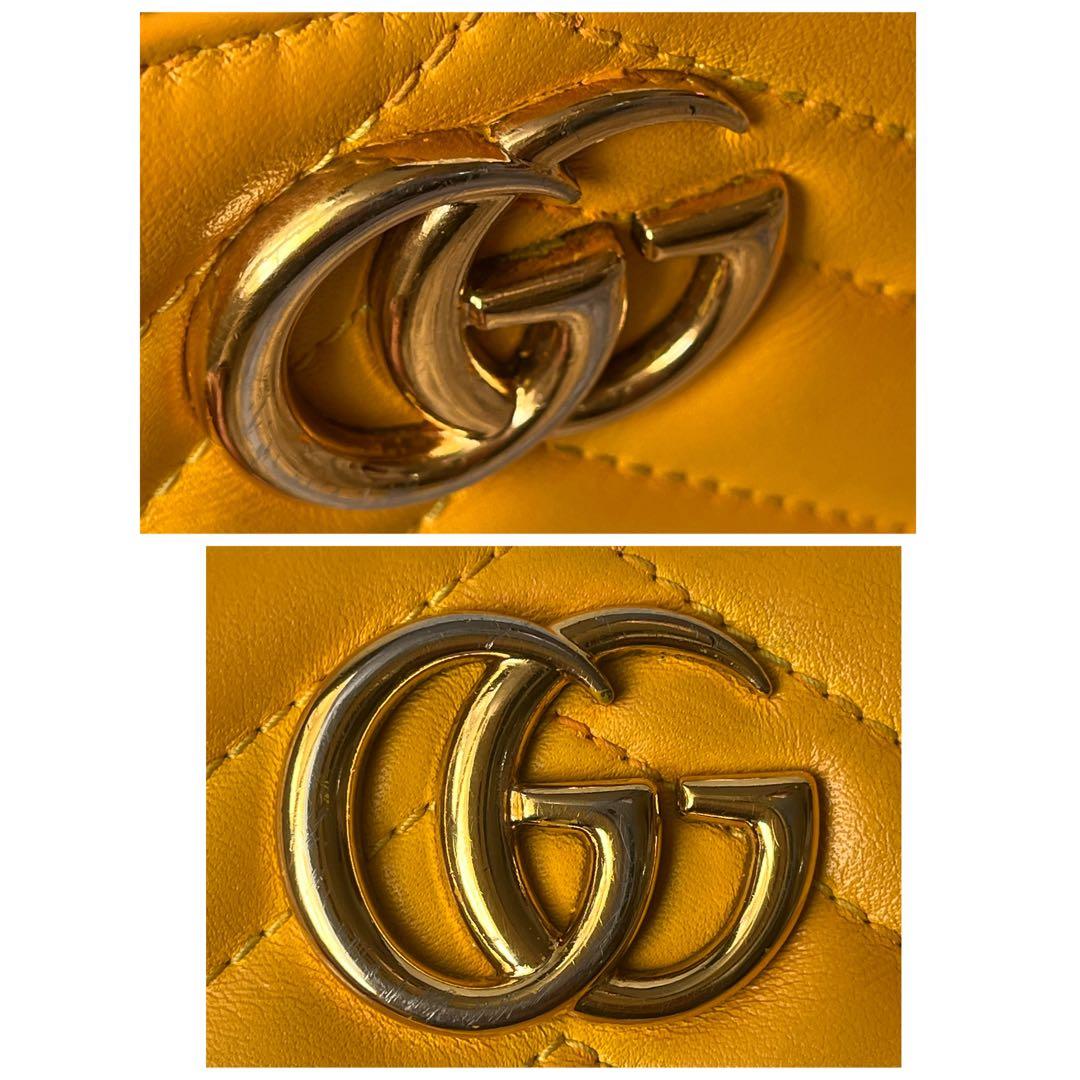 良品✨GUCCI マーモント　長財布　キルティング　ラウンドファスナー　イエロー